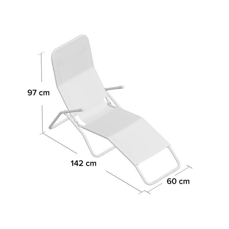 142cm Long Reclining Chaise Lounge Set, Blue