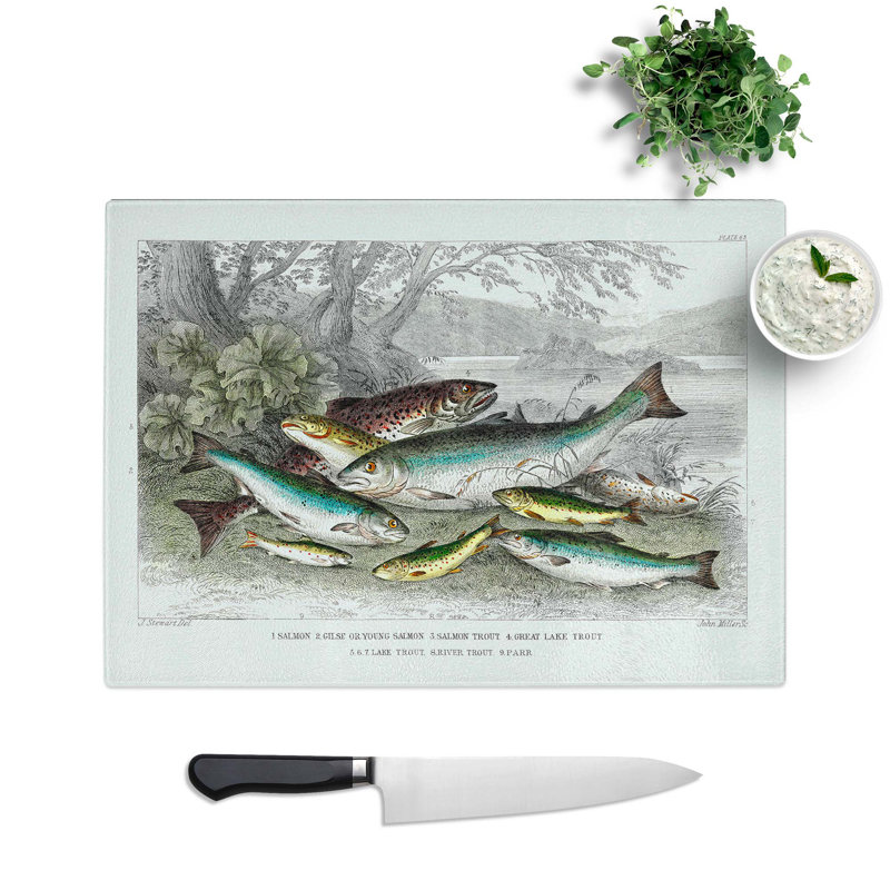 Glass Fished Salmon & Trout by Oliver Goldsmith Chopping Board, 39 cm W x 28.5 cm L