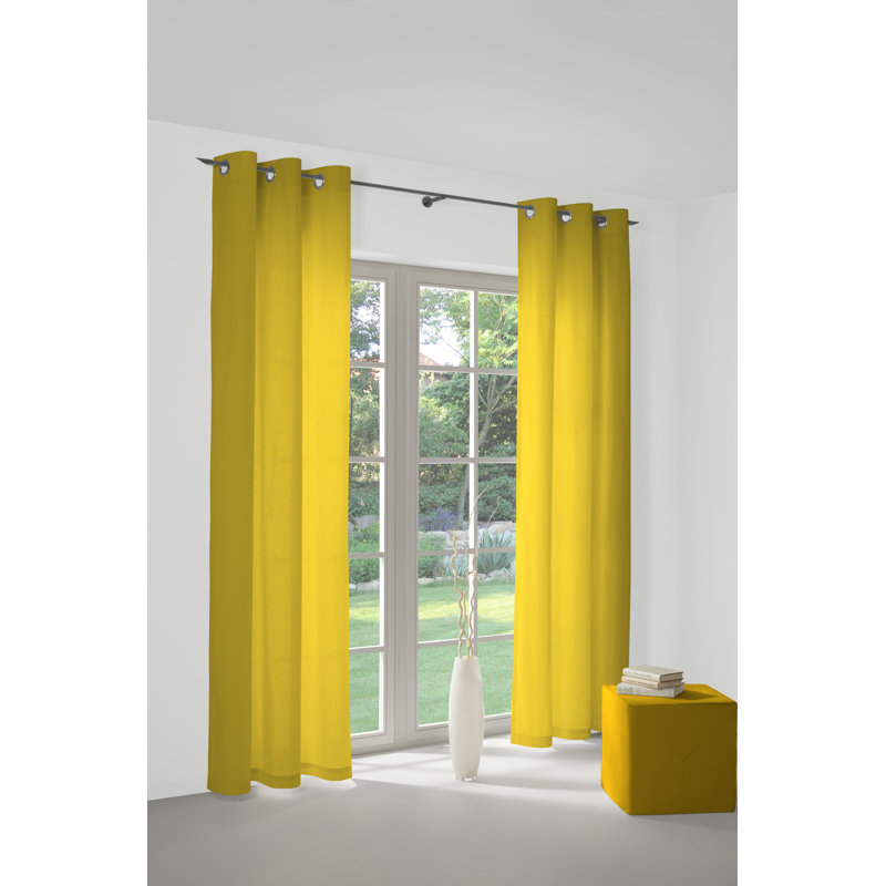 Polyester Blackout Grommet / Eyelet Curtain Panel, 142cm Width x 395cm Drop, Yellow