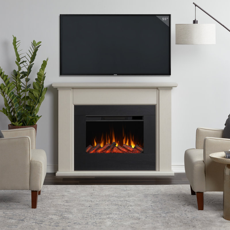 Tejon 52" Slim Electric Fireplace by Real Flame, Bone White