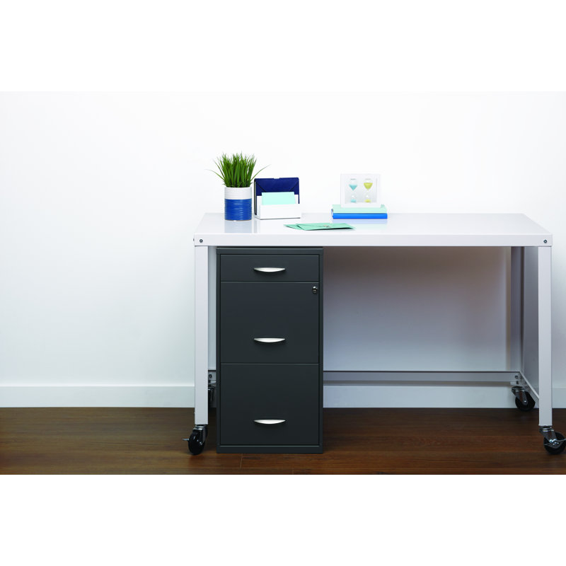 Adelo 14.25'' Wide 3 -Drawer Steel File Cabinet, Charcoal