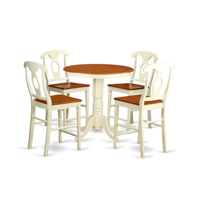 L'ensemble de comptoir de cuisine 5 pièces comprend une table de salle à manger ronde avec piédestal et 4 chaises de salle à manger, babeurre et cerise