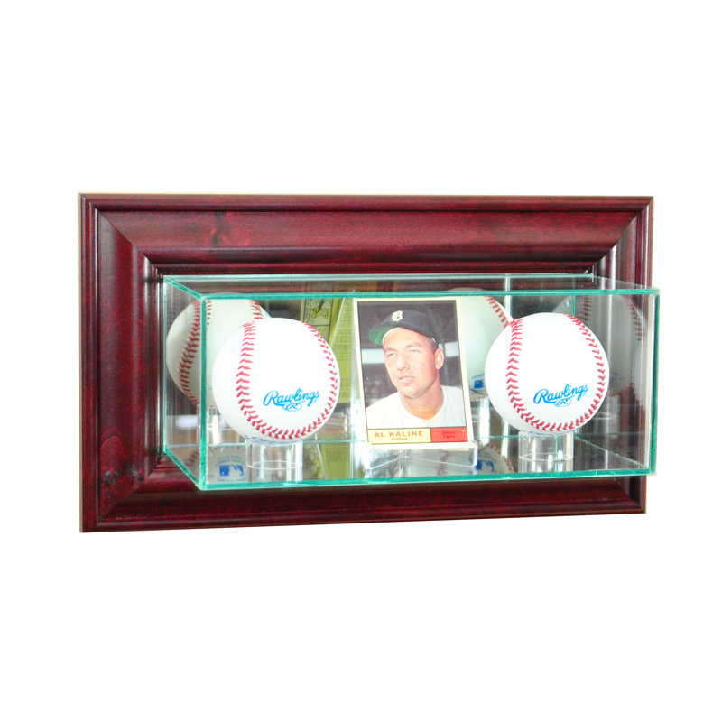 Étui de baseball en verre 14 po x 5 po Perfect Case and Frames, Cerisier