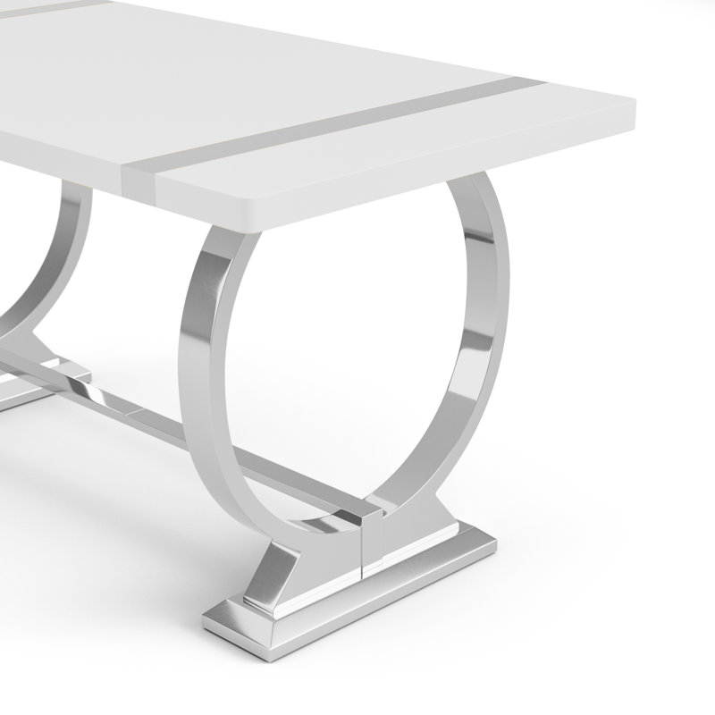 Rena Stainless Steel Trestle Dining Table, Silver