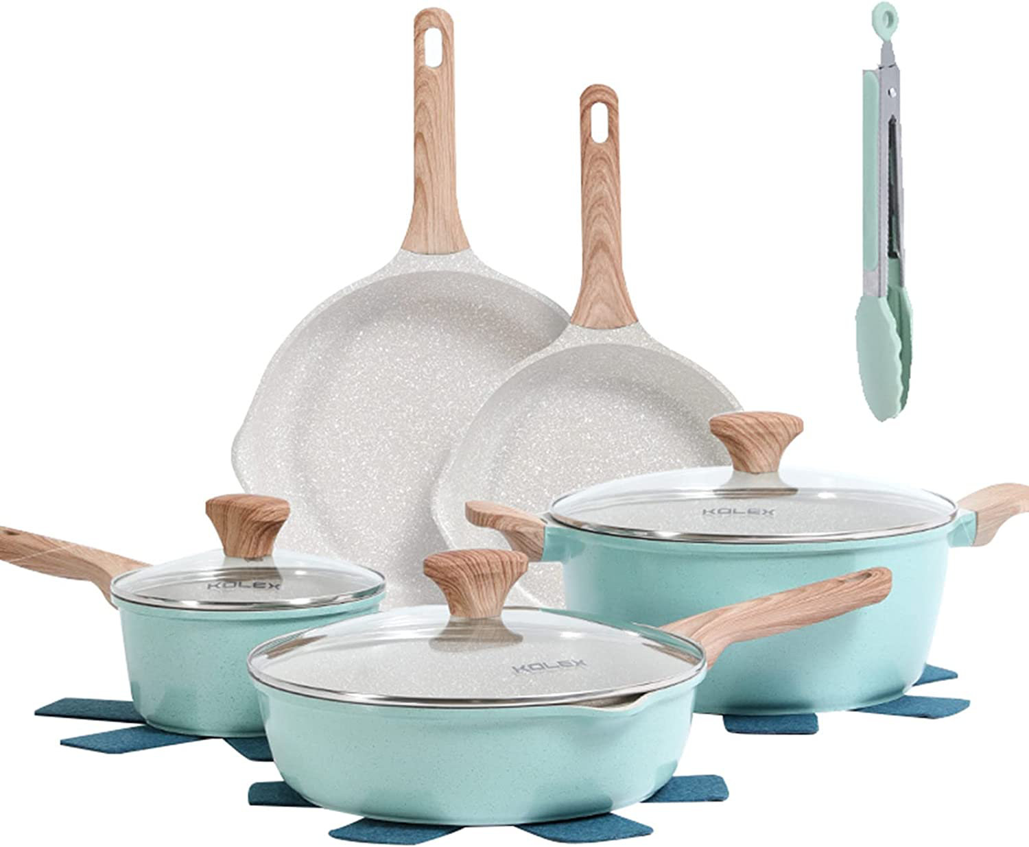 GREENLIFE SOFT GRIP 12PC COOKWARE SETS, TURQUOISE