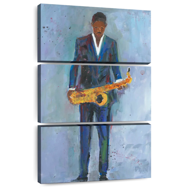 Abarca Sax dans un costume bleu, H 32 po x l 20 po
