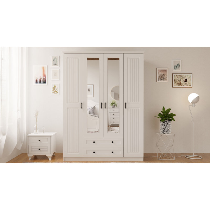 Anlin 4 Door Manufactured Wood Wardrobe