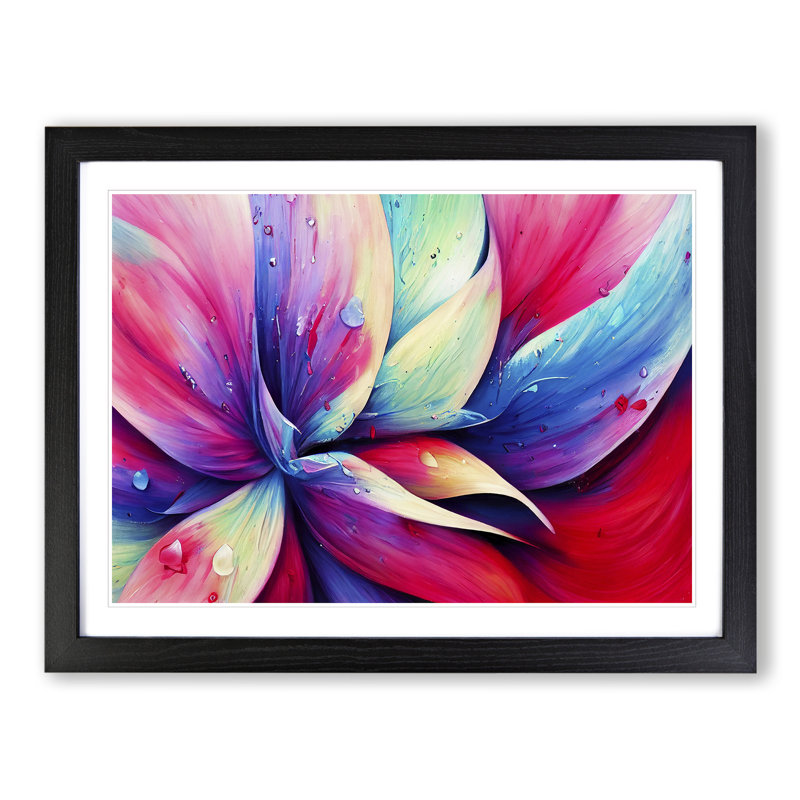 Colourful Flowers Vol.6 Abstract - Single Picture Frame Print, Black Framed, 25cm H x 34cm W x 2cm D