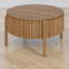 Table basse ronde à plateau relevable, rangement caché, conception cannelée, maison de campagne moderne, salon