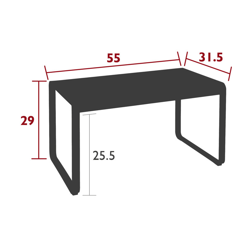 Bellevie Outdoor Side Table, 29" H x 55" L x 31.5" W, Black Cherry