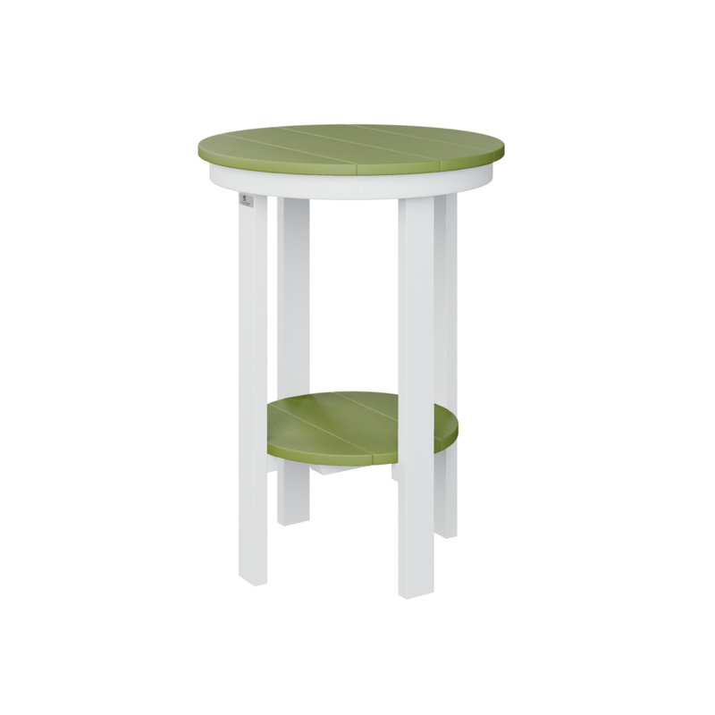 Outdoor Round End Dining Table, 29" H x 21.5" W x 21.5" D, Cedar/White