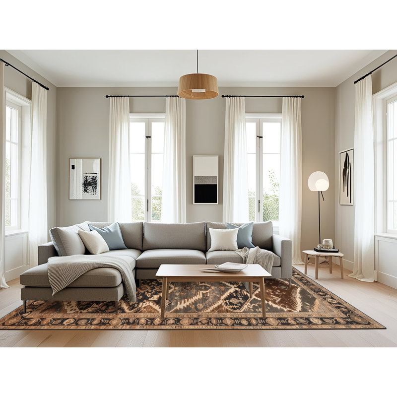Tapis brun lavable à la machine, Rectangulaire 8 pi x 10 pi