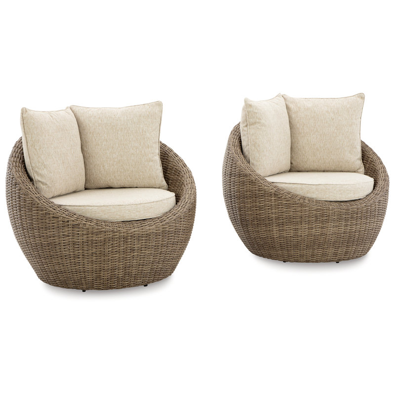 Swivel Patio Chair with Cushions (Set of 2)