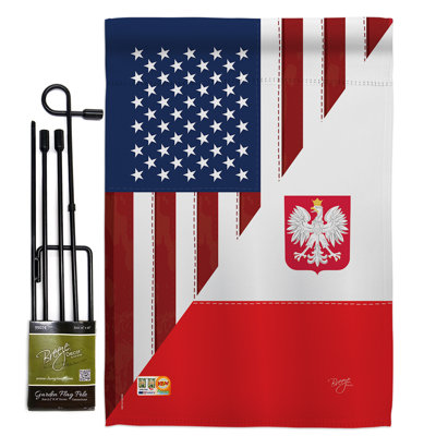 18,5 x 13 po. amitié en polyester à 2 côtés american polonaise ensemble de drapeau