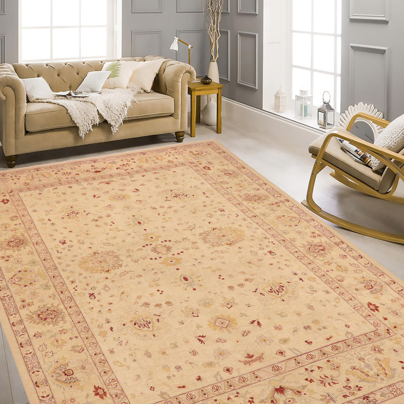 Tapis oriental brun clair en laine noué à la main 9 pi 1 po x 14 pi 9 po Dorr