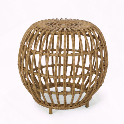 Bohemian Faux Rattan Weave Accent Table Indoor Outdoor