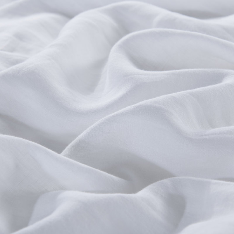  Ensemble de housse de couette en lin pur délavé à la pierre, Blanc, Housse de couette très grand + 2 taies