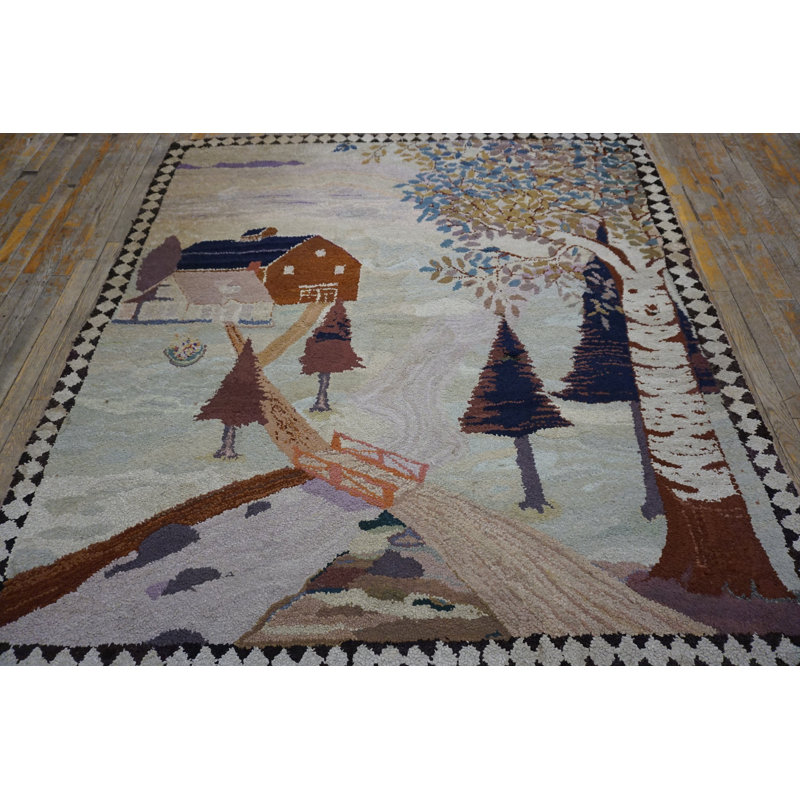 Tapis ivoire antique en coton antique