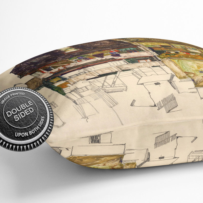 Old Houses In Krumau Square Throw Cushion, 55cm H x 55cm W x 20cm D