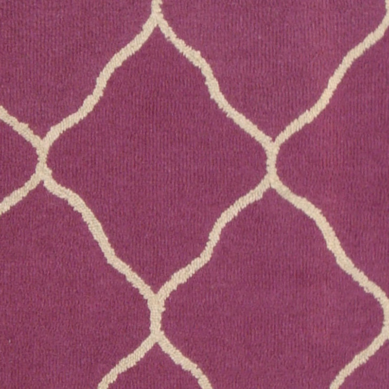 Tapis mauve / beige en laine touffeté à la main