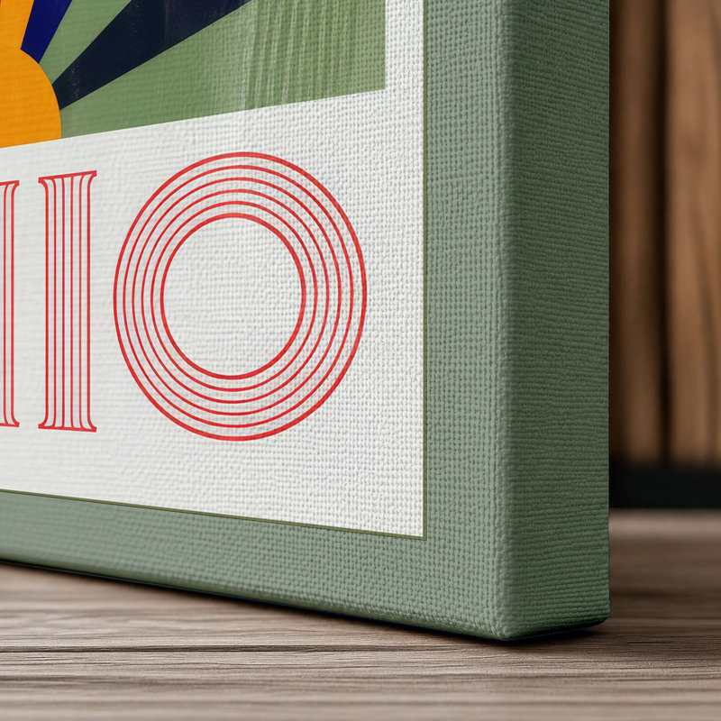 Ohio Sunburst Retro - Wrapped Canvas, 18x12 - 45.7 x 30.5 cm, Sage Border