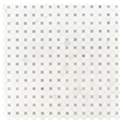 Bianco Dolomite 12.4 in. x 12.4 in. Polished Marble Mosaic Tile