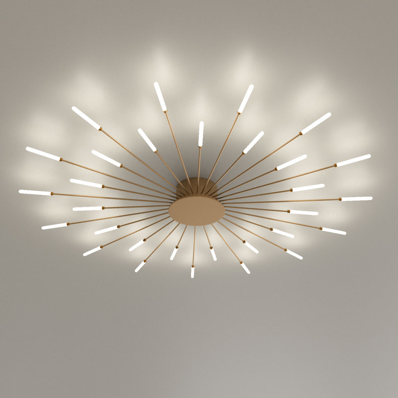 Decoda Modern LED Flower Shape Ceiling Lights Flush Mount Chandelier, Gold