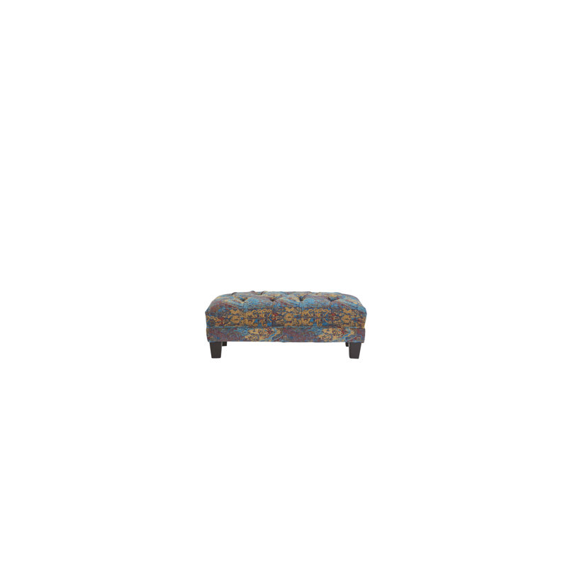 Upholstered Ottoman, Turkish Gemstone Polyester Blend