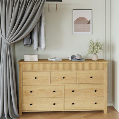 7 Drawer Dresser with Fluted Design, Chest of Drawers & TV Stand for Bedroom by Ebern Designs