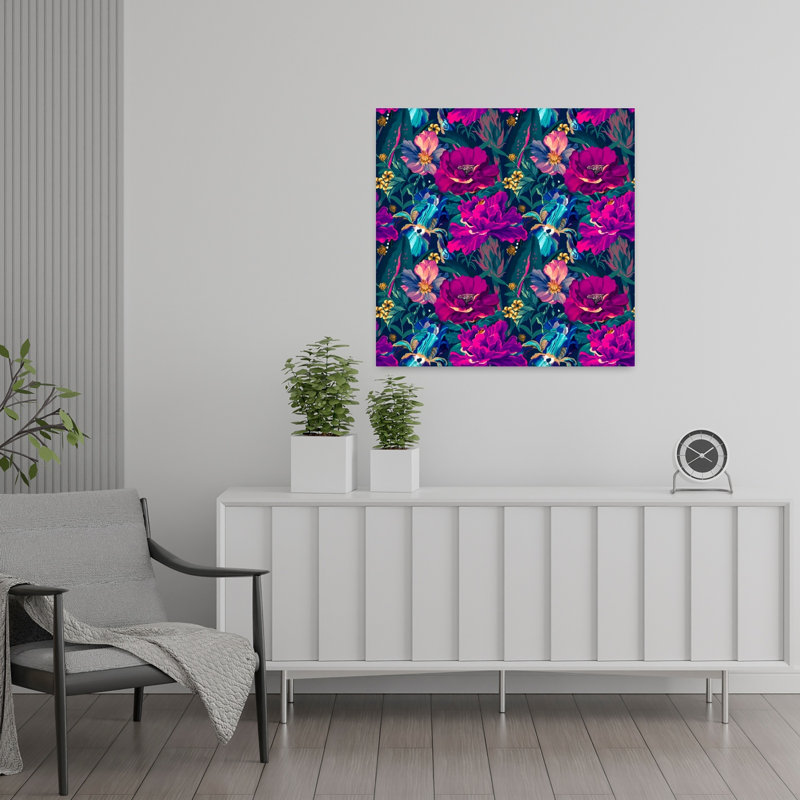 Art contemporain, palmier abstrait, art floral de paysage, H 24 po x l 24 po