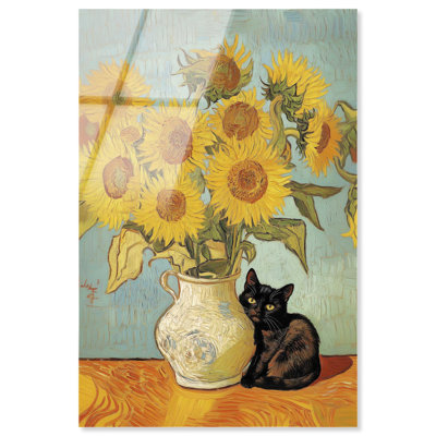 Tournesol chaton, reproduction d'art moderne sur toile par Art Remedy, prête à être accrochée