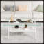 Table basse rectangulaire avec plateau en verre trempé et pieds en métal blanc-2133754124-2133754123