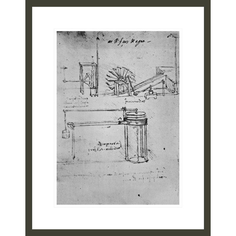 Fol. 53 (verso) Manuscript B par Leonardo da Vinci, impression giclée sur cadre, H 21,75 po x l 17,08 po