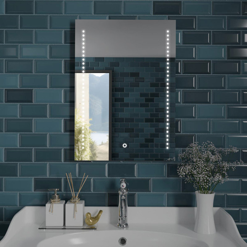 Rectangle LED Bathroom Mirror Fog Free Touch Sensor, 50 cm H x 70 cm W