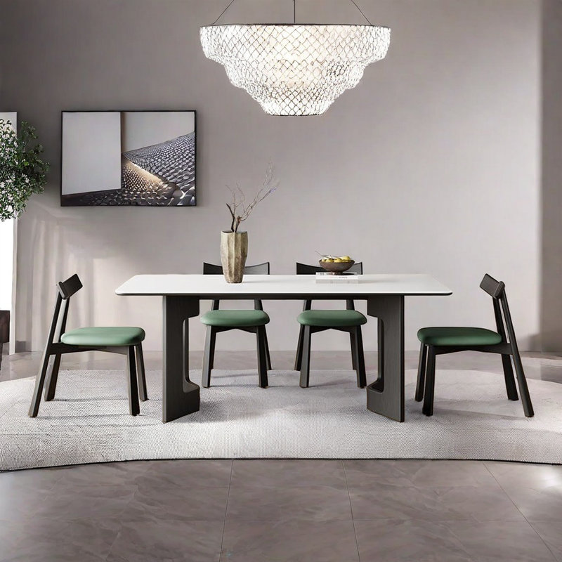 Table et chaises de salle à manger de style Wabi-sabi., H 29,52 po x L 55,11 po x l 31,49 po