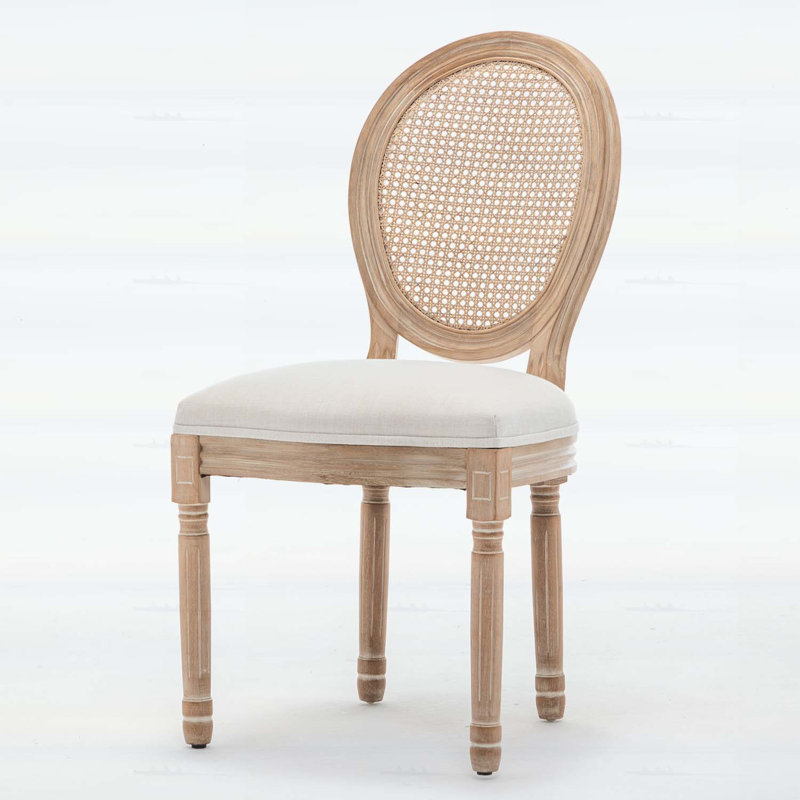 Ensemble de 2 chaises de salle à manger Farmhouse, Tissu beige