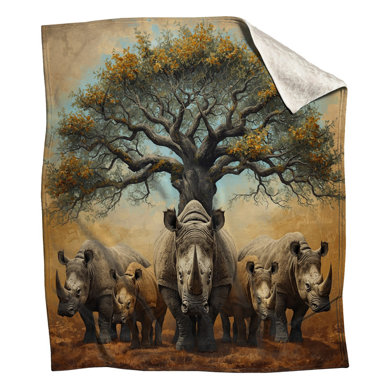 Rhinocéros sous des couvertures d'arbre, 50in W x 60in H
