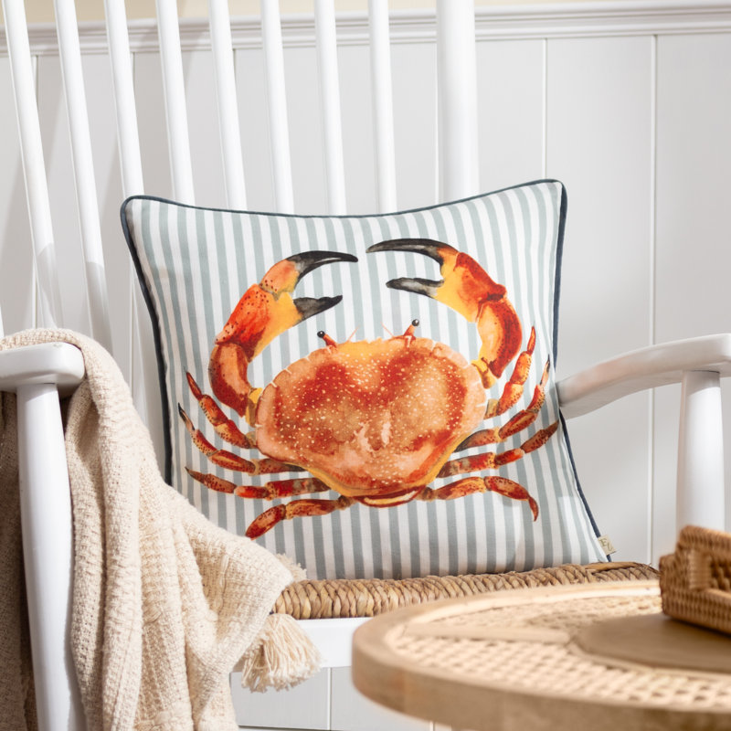 Salcombe Crab Striped Square Cushion