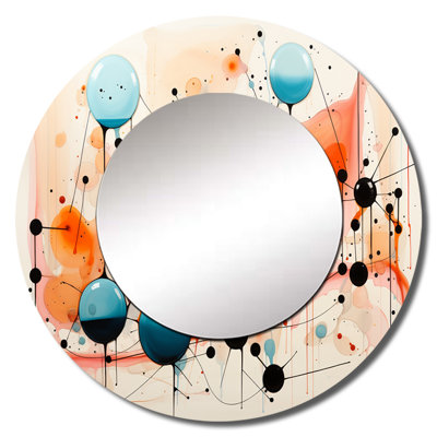 Colorful Mid Century Abstract Atomic I - Midcentury Modern Large Mirror, Mid-Century Modern Round Unique Wall Mirror Decor, Printed Metal Art