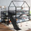 Lit superposé double en métal avec escalier de rangement, glissière, rails de sécurité, noir-1052130476
