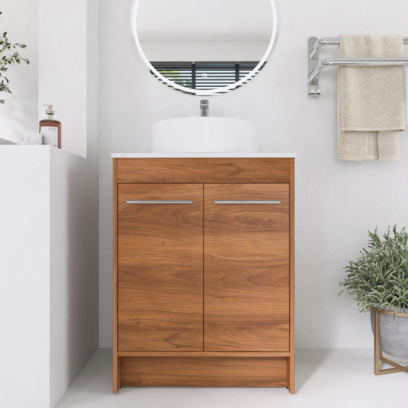 Broschard 23.64 " W Freestanding Standard 1 Single Vanity Bathroom Vanity With Ceramic Top
