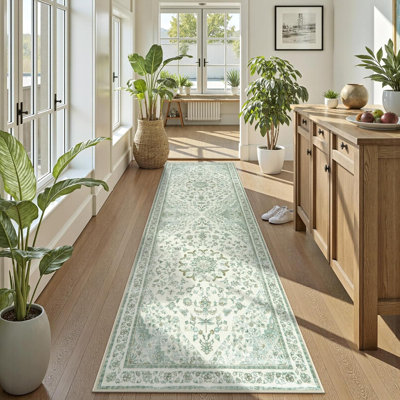 Tapis de couloir lavable antidérapant rétro Vintage Boho Floral