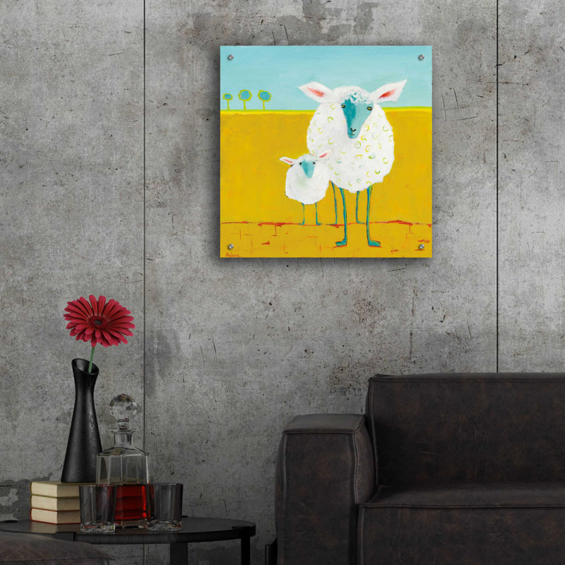 «Mama And Baby Sheep» par Phyllis Adams, H 24 po x l 24 po x P 0,2 po