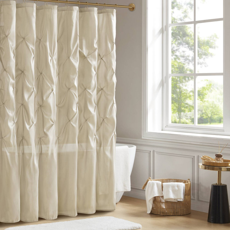Laurel Solid Color Single Shower Curtain, Ivory, 72" H x 72" W