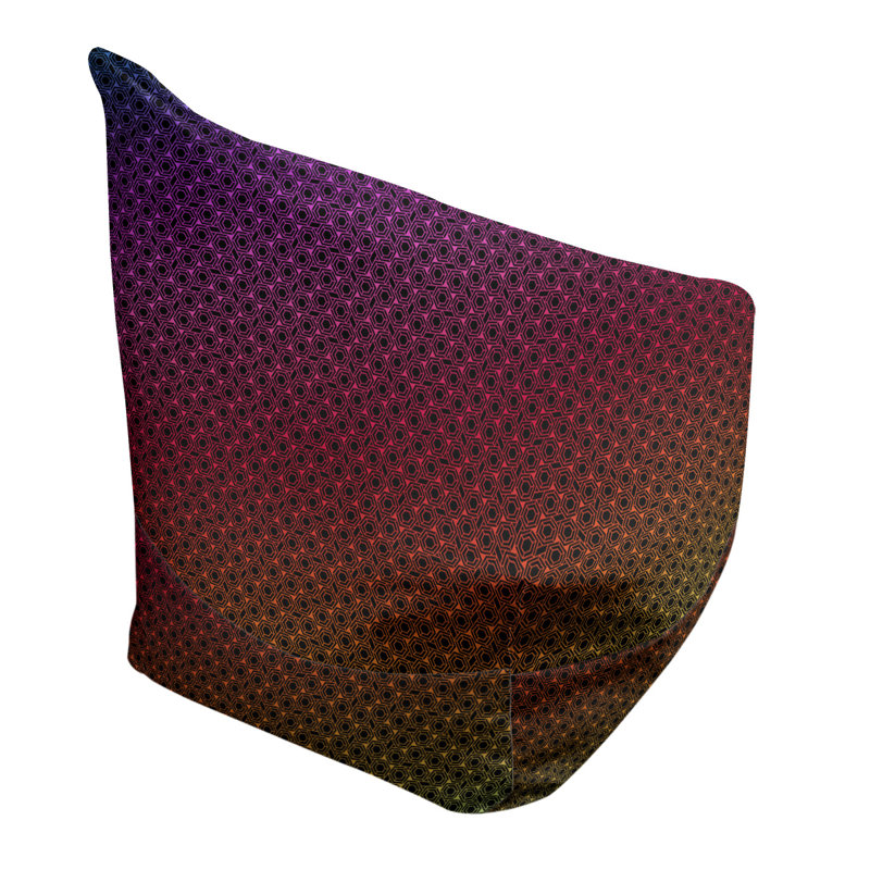 Sac de pois Leffel, Pouf fauteuil, H 38 po x l 42 po x P 29 po, Brun foncé / mauve / vert