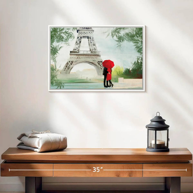 Romance tropicale à Paris, Cadre flottant blanc, 19 po x 13 po
