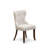 5 Piece Dinette Set for 4 Includes a Round Dining Room Table with Dropleaf and 4 Doeskin Linen Fabric Upholstered Parson Chairs, Mahogany-1935586476-1935586478