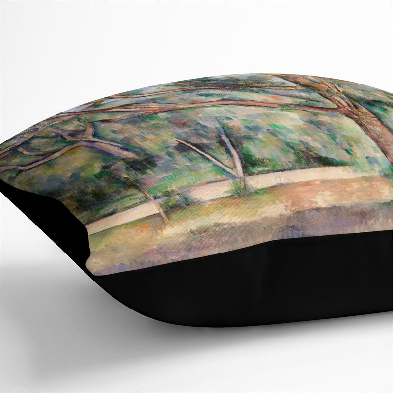 Trees and Road Scatter Cushion, 40cm H x 40cm W x 15cm D, Black