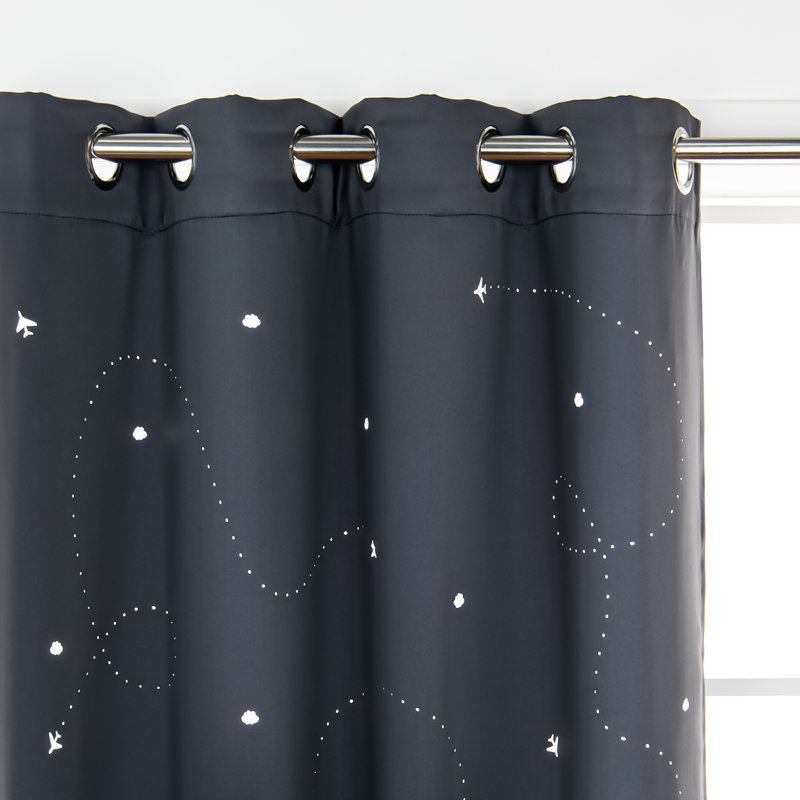 Crol Friendly Skies Laser Punch Room Darkening Curtain Pair, Dark Gray