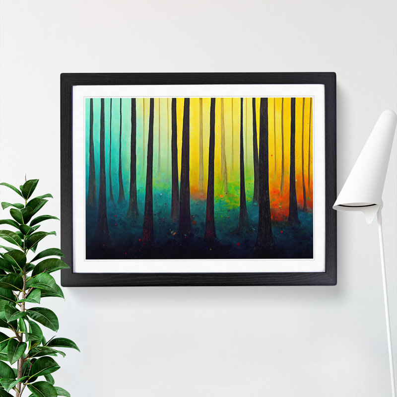 Colourful Forest In Spring Vol.2 - Single Picture Frame Painting, 34cm H x 46cm W x 2cm D, Black Framed